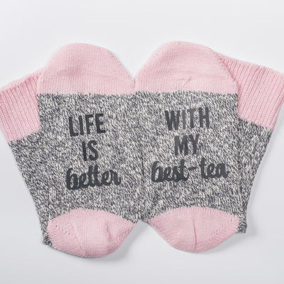 100% Cotton Socks - Gray & Pink - 5amLemon